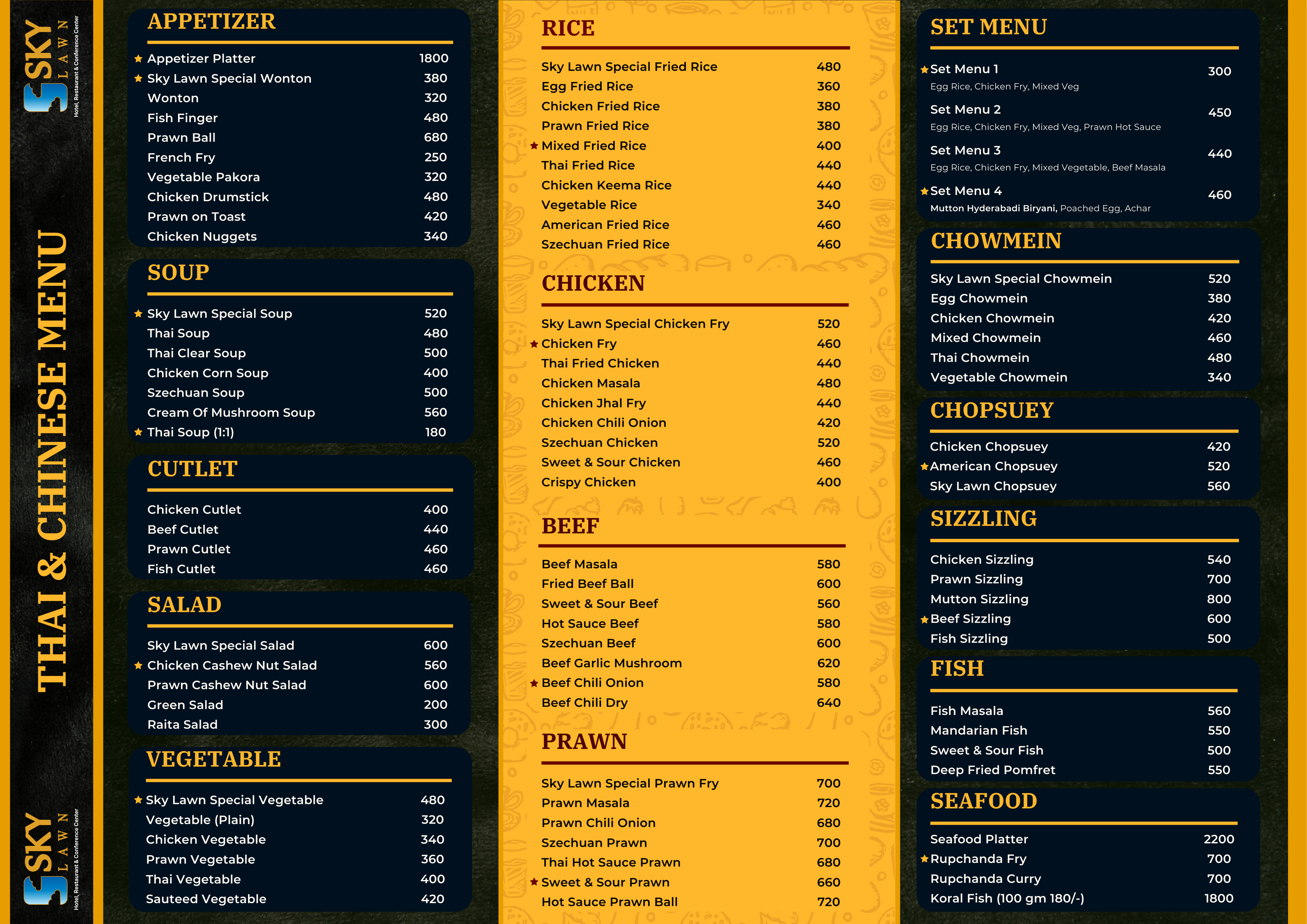 Thai & Chinese Menu
